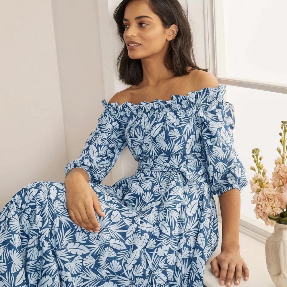 Boden Rosalind Blue Tiered Dress. Size 12R - Picture 4 of 4